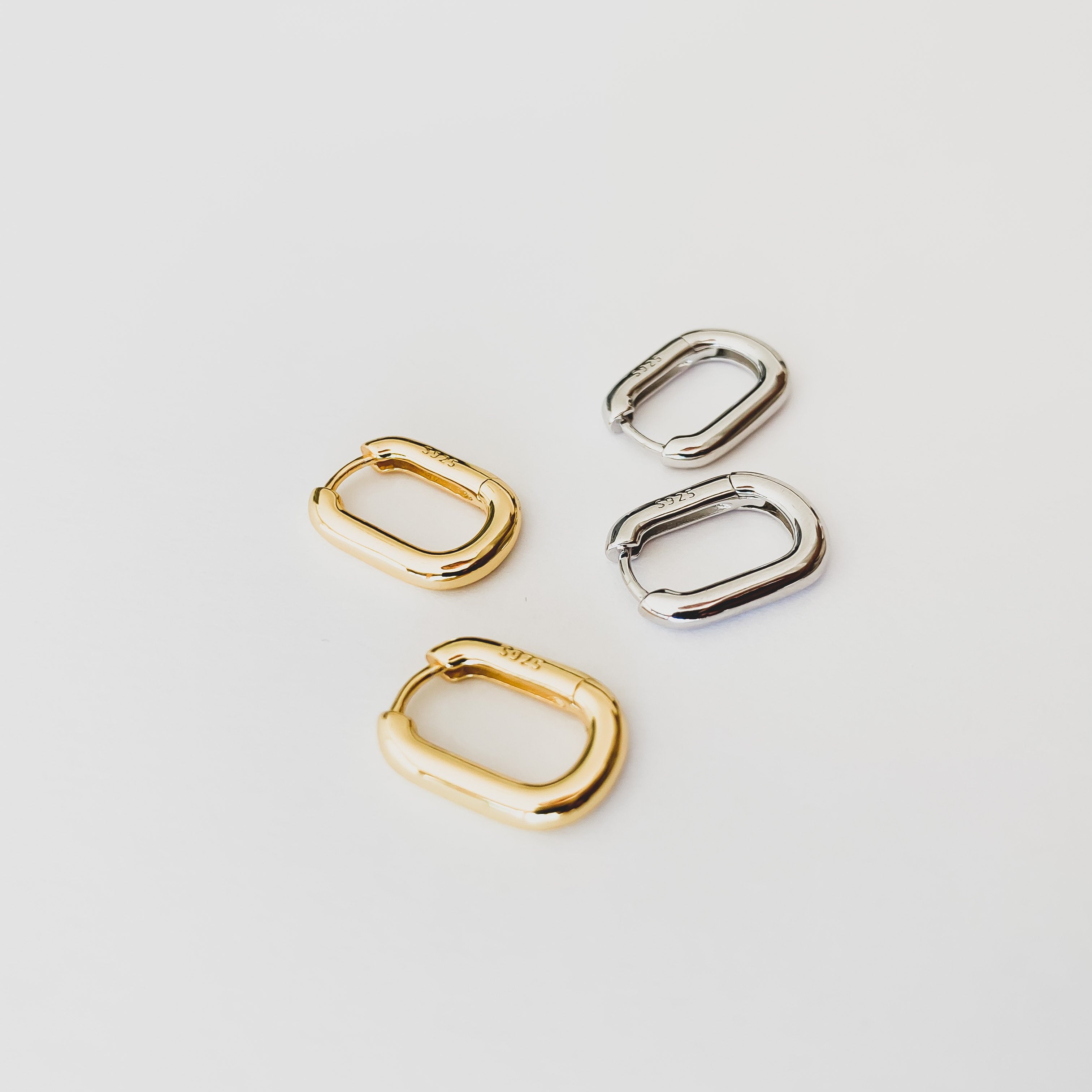 Square hoop earrings, Plain hoop earrings, Gold earrings, 925 sterling silver earrings, Square shaped earrings, Dainty hoops, Gold hoops